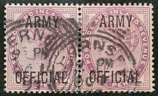 GB QV SG O43, 1d lilac DIE II, CDS GUERNSEY Pair Used /S2382/