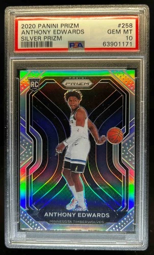 2020-21 Prizm Anthony Edwards RC Silver Prizm #258 Timberwolves PSA 10
