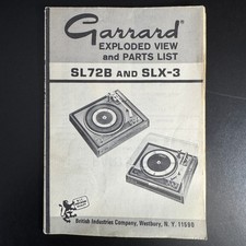 GARRARD SL72B  SLX-3 TURNTABLES EXPLODED VIEW  PARTS LIST - Original
