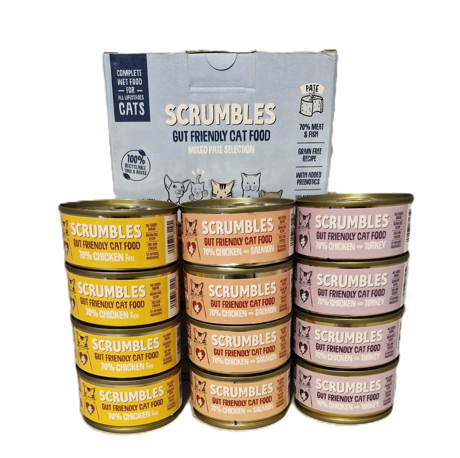 Scrumbles Wet Cat Pate Classic Selection 12 x 80g BBE 02/28