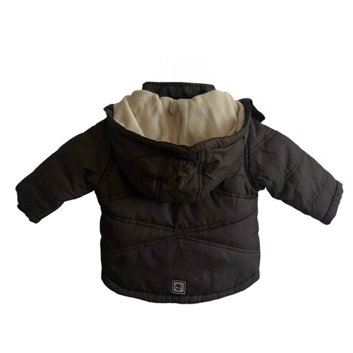 Timberland Brown Insulated Hooded Puffer Winter Jacket Unisex 6-9 Months #360 - Picture 3 of 11
