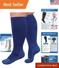 Wide Calf Compression Socks Women  Men S-7XL  Plus Size 15-20mmHg Medical Su...