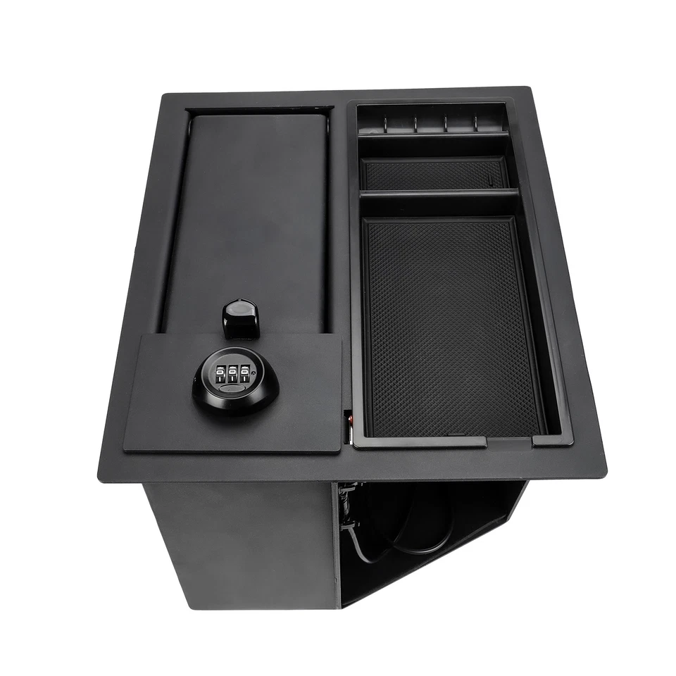 For Toyota Tundra 2014-21 Upgraded Center Console Gun Safe Lock Box W/Tray & LED - Image 2 of 4