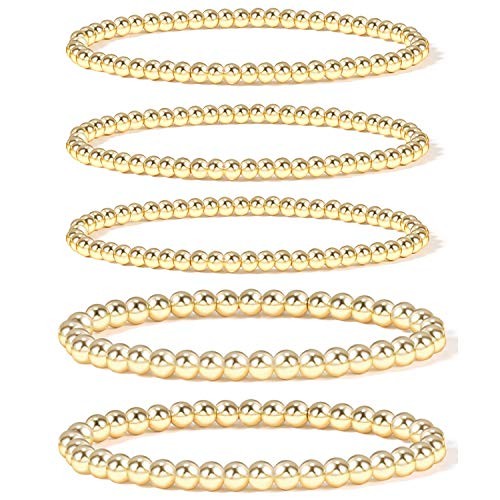 Браслет из золотых бусин Badu с позолотой 14 Карат, шарик из бисера, растягивающийся на резинке