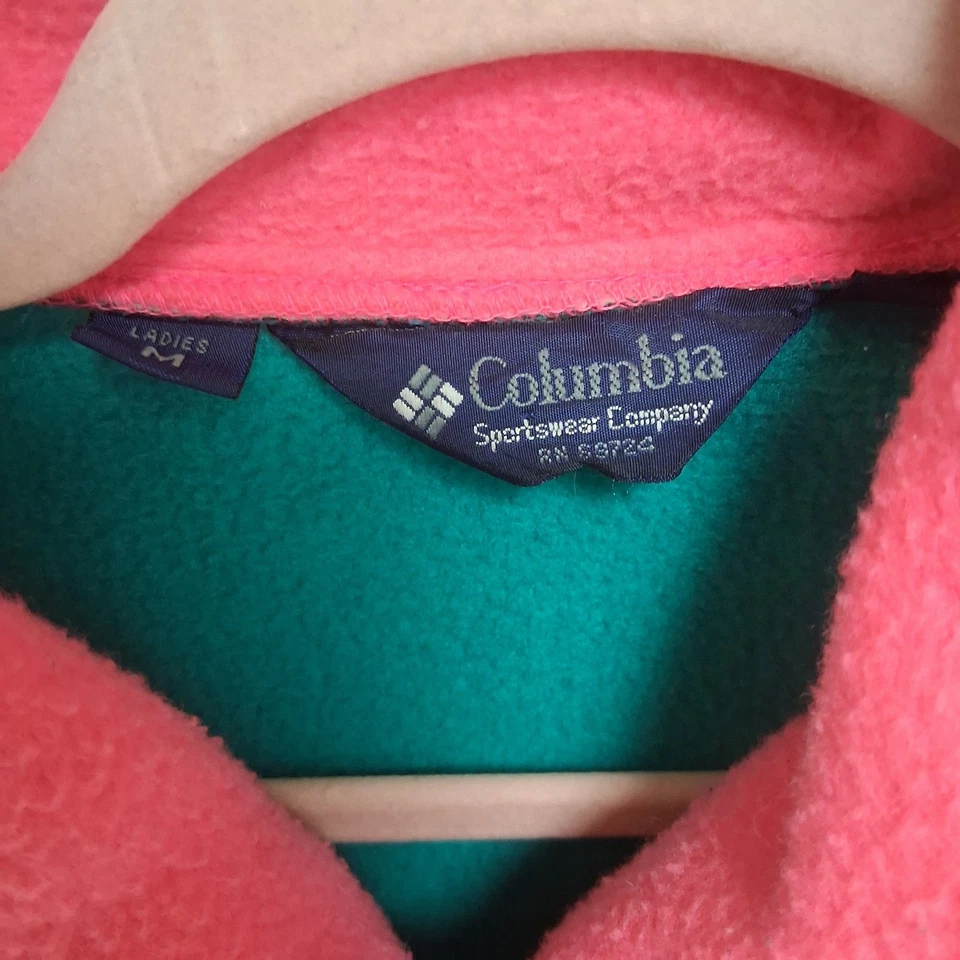 Chaqueta polar vintage Columbia años 80 90 verde azulado rosa azul Wizbang retro esquí damas M Foto 4 de 4