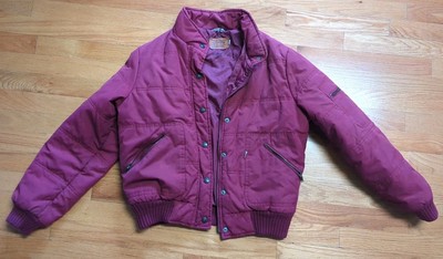 Vintage Levi Strauss Maroon Puffer Jacket Coat Button Women's Medium Hong Kong
