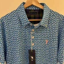 William Murray Golf Polo Shirt Men M Blue White Shark Tooth NWT