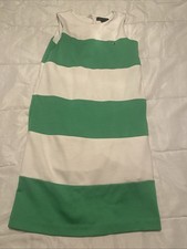 Tommy Hilfiger Short Sleeve Dress Green White Stripe 6 Buttons On Back CB2