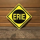 VINTAGE ERIE RAILROAD PORCELAIN SIGN TRAIN STATION CABOOSE GAS OIL FREIGHT (V1)