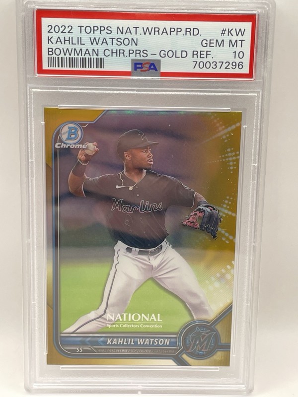 2022 Bowman Chr. NSCC GOLD REFRACTOR /50 Kahlil Watson #KW PSA 10 GEM MINT