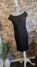 All Saints Spitalfields Black  Laced Quilting Dress Size 10