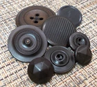 Civil War Era Goodyear Hard Rubber Buttons Pin Shank Faceted Dome Lg 4 Hole 8 pc
