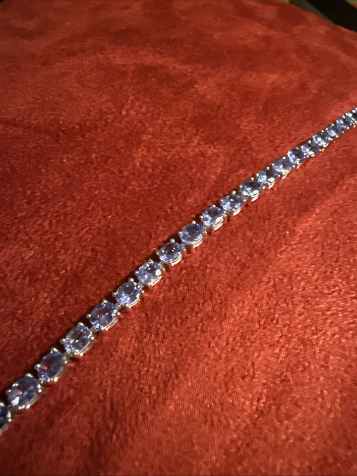 "Pulsera tenis amatista plata esterlina vintage 7,25"" hecha en Tailandia 17,2 gr" Foto 2 de 2