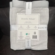 Jennifer Adams All Season Classic Waffle Weave Throw 60” x 70” Silver Gray