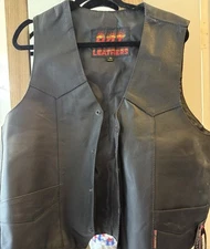 🔥 Hot Leathers Black Leather Vest (Men’s XL)