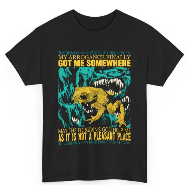 My Arrogance Frog T-Shirt | Vintage Japanese Graphic Tee | Funny Meme Quote Tee