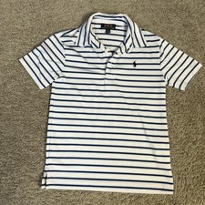 Polo Ralph Lauren Polo Shirt Boys 8 White Striped Performance Embroidered Pony