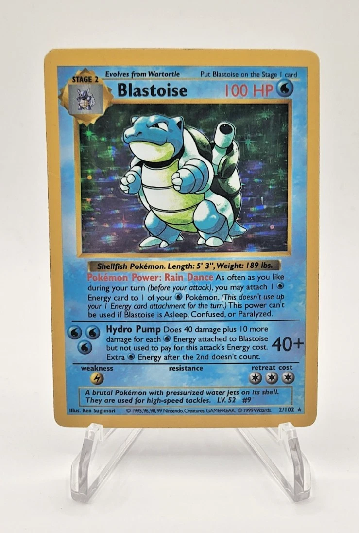 Blastoise Shadowless Base Set 2/102 Holo Rare Pokémon Card WOTC TCG LP