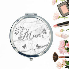 Compact Mirror Best Mum Ever Marble Effect Gift bag Pocket Birthday Mothers Day