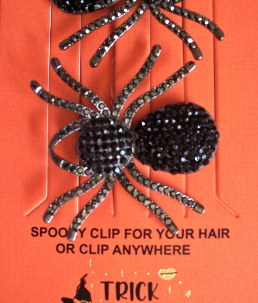 Piper K Set of 2 Black Rhinestone Spiders Hair Purse Clips  display picture 3