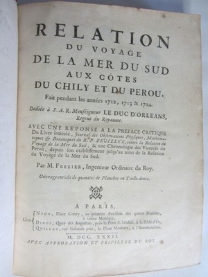 Relation Du Voyage de La Mer Du Sud Aux Cotes Du Chili, Du Perou Et Du Bresil Pe