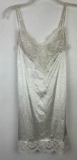 Vintage Delicates Slip Dress Womens Medium Ivory Lace Satin Nightgown Mini