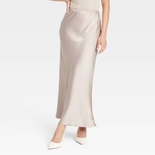 Women's Maxi Slip Skirt - A New Day cream Sz S A Line new