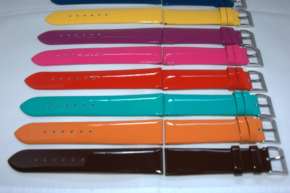 Charol Brillo Piel Italiana Reloj Correa 10-22mm Libre Pasadores & Removedor - Imagen 2 de 4