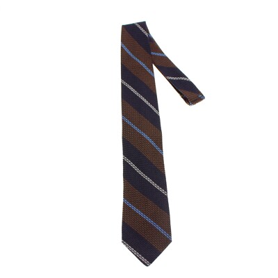 Dion NWT Neck Tie in Brown/Blues/White Stripes 100% Silk Made in Canada