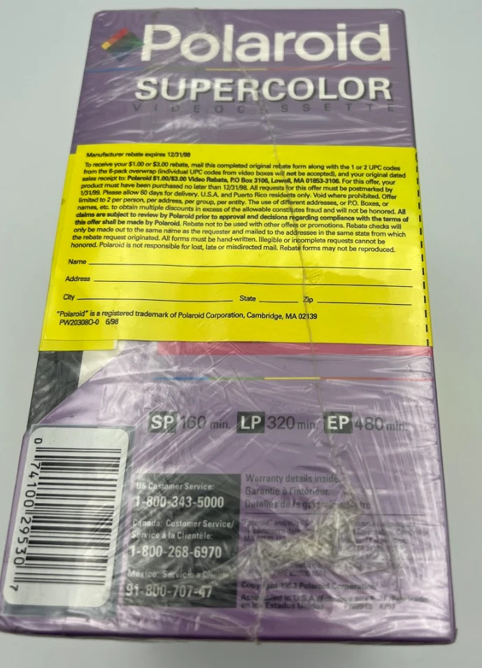 CINTAS VHS SELLADAS - Polaroid 8 horas supercolor paquete de 6 - sin abrir Foto 3 de 3
