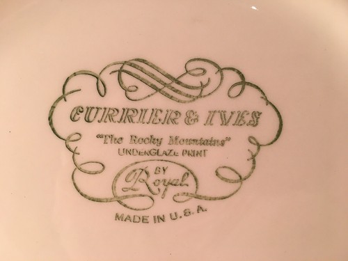 Currier & Ives Cake Plate - The Rocky Mountains” - Blue Transferware - Picture 3 of 4
