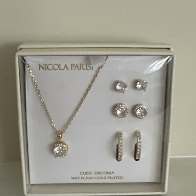 New Sparkle Allure 14kt gold plated cubic zirconia necklace