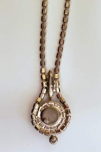 Vintage Rhinestone Large Crystal Pendant Drop Necklace 18" Excellent - Picture 11 of 11