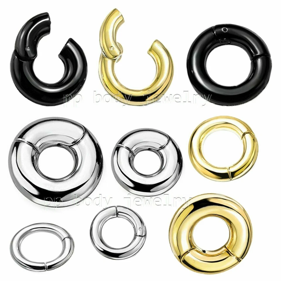 Large Gauge Hinged Clicker Segment Ring PVD Surgical Steel Earring Septum Ring - Image 2 of 2