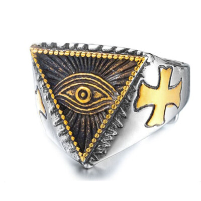 Bling Cartel Masonic Ring Master Mason Silver Tone Square G & Pyramid Freemason Men Size 7-13 (7