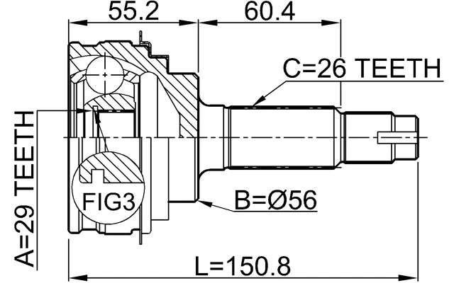 ВНЕШНИЙ ШАРНИРНЫЙ ШАРНИР 29X56X26 - для Toyota COROLLA 1991-2002 OEM 43420-02680 - Изображение 2 из 3