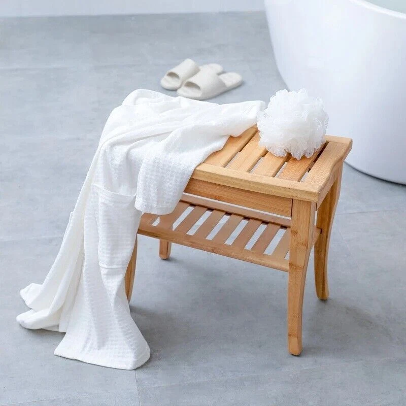 Bamboo Shower Bench Spa Stool Seats Benches For Bathroom Foot Rest