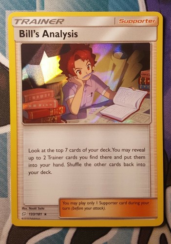 Pokemon Card Team Up 133/181 Bill's Analysis Supporter Holo Rare - Picture 2 of 3