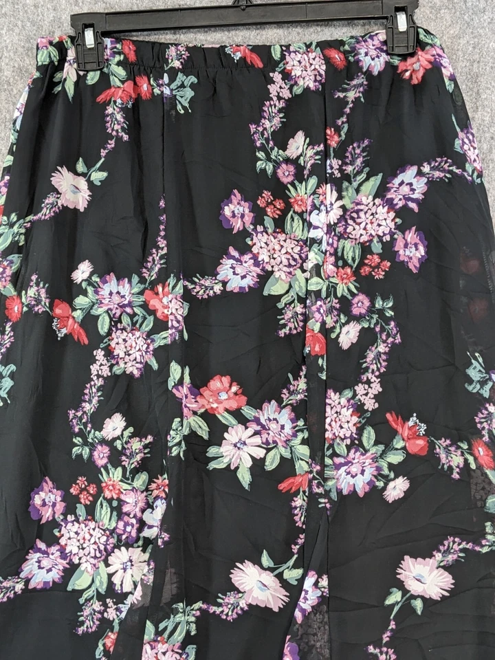 Falda Bonworth Mujer Mediana Negra Rosa Floral Forrada Gasa Cintura Elástica Línea A Foto 4 de 4