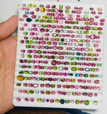 GIE Certified Natural Tourmaline Multi-Color Mix Cut 5-12 mm 25 Pcs Lot Gemstone