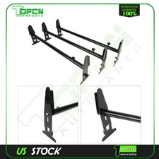 Van Roof Ladder Rack Cargo Carrier Square 3 Rail For Chevy Dodge Ford GMC Set