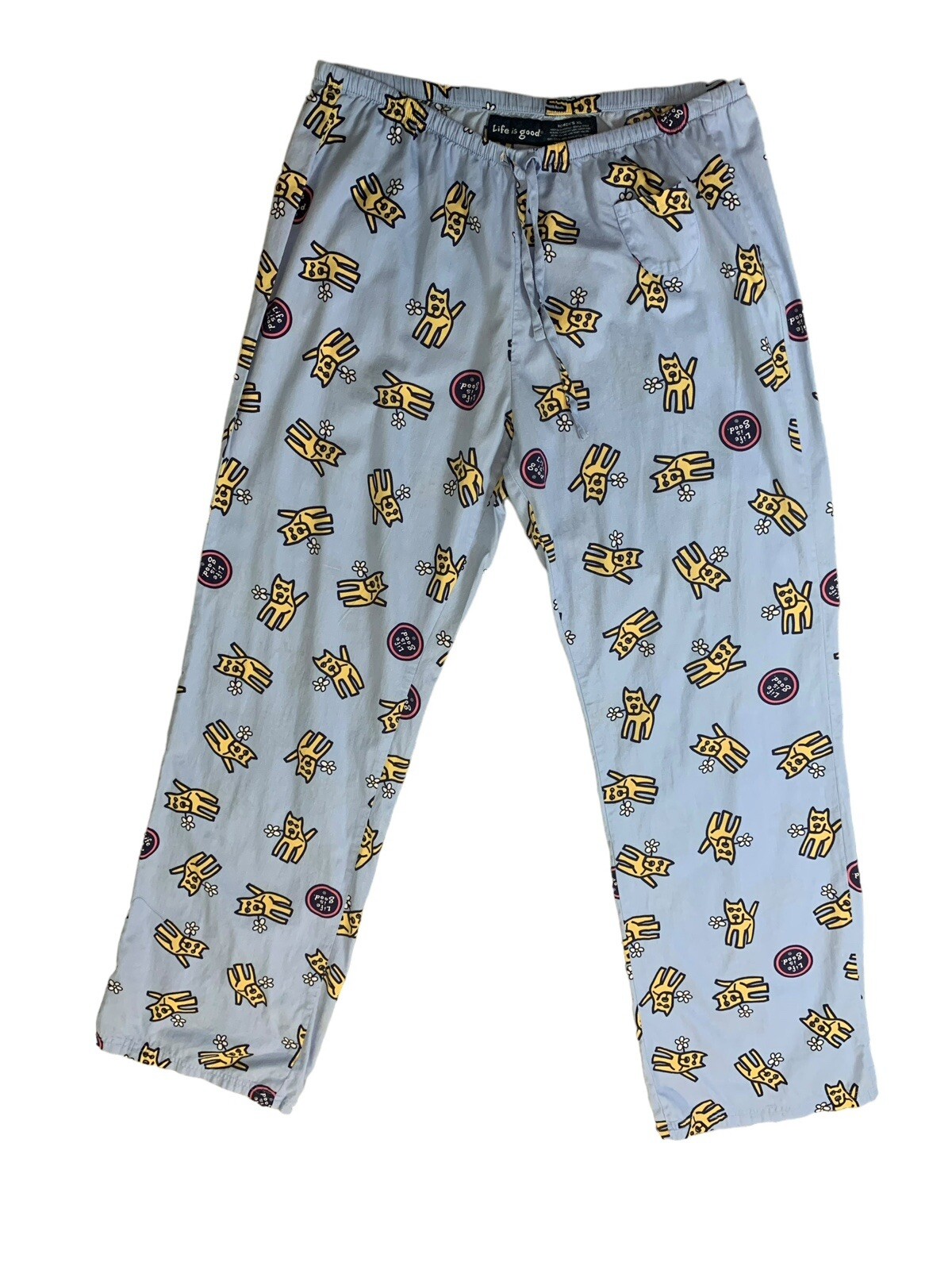 Life is Good Pajama Pants Women's XL Light Blue 100 Cotton Dog Pattern