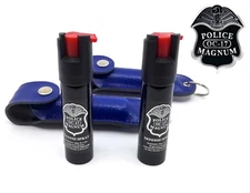2 PACK Police Magnum pepper spray 3/4oz Blue Keychain Holster Defense Security