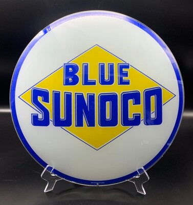 BLUE SUNOCO 15'' Gas Pump Globe Glass Face / Lens - Free Shipping!!
