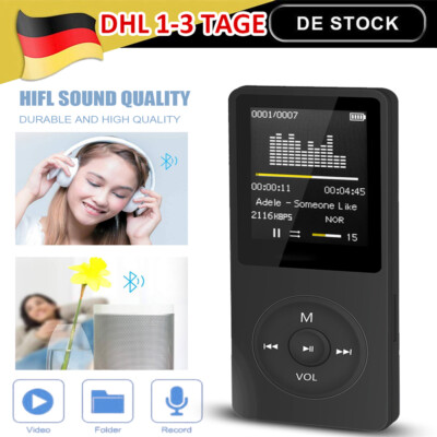 Bluetooth MP3 Player LCD Display HiFi Bass Musik Spieler FM Radio Audio DE