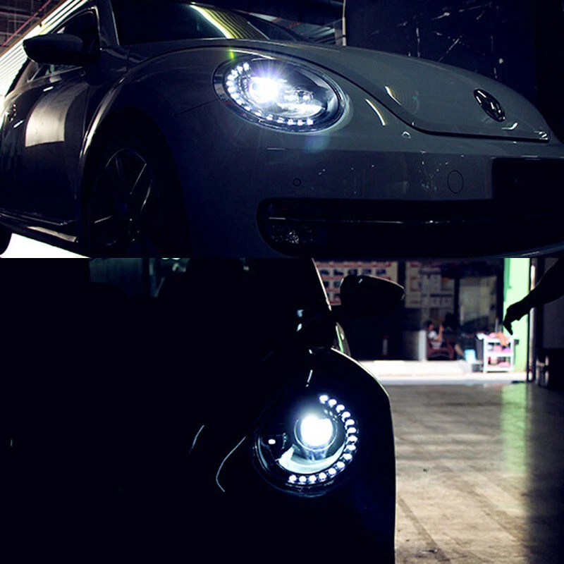 Faros proyectores VW Beetle 2006-2010 con par de luces de circulación LED DRL izquierda+derecha Foto 3 de 4
