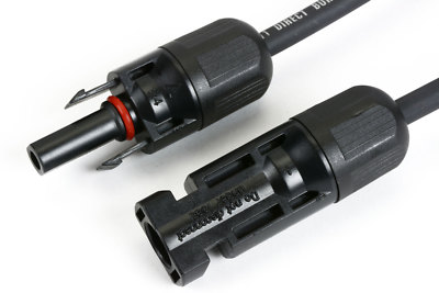 1 Pair TEMCo 10-Foot Solar Panel Extension Cables - 12 AWG PV Wire With Connectors