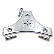 Chrome Sissy Bar Backrest Pad Mount Kit w/ Skull Plate For '09-'17 Harley Tourin