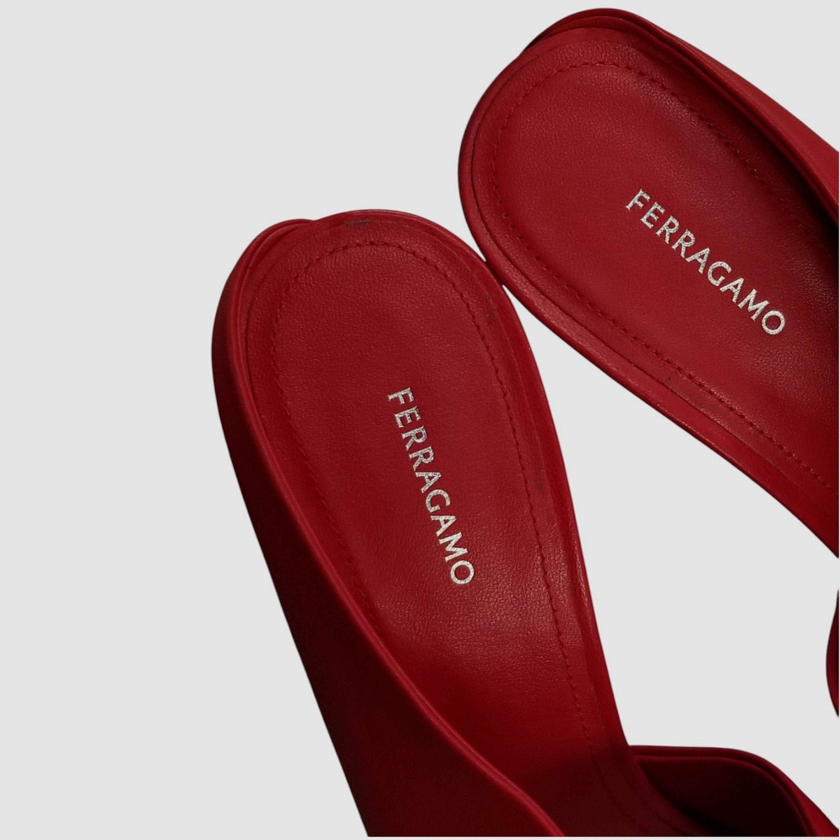 Salvatore Ferragamo Women Red Nymphe Asymmetrical Leather Mule