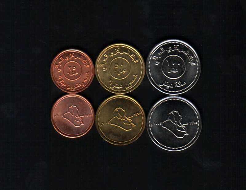 Iraq 25 50 100 IRAQI DINARS 2004 x 3 Pcs 1 Set POST Saddam UNC World MONEY COIN
